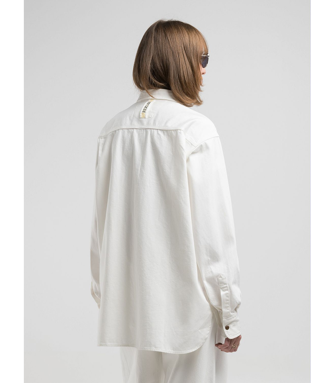 9ZERO1 オーバーフィットコットンホワイトデニムシャツ 詳細画像 ホワイト 2